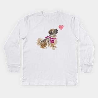 Tibetan Spaniel watercolour Kids Long Sleeve T-Shirt